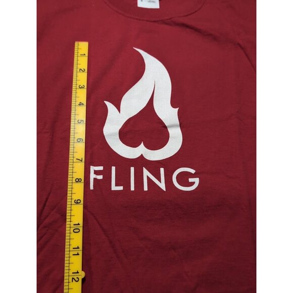 Fling Upside Down Heart Promo Mens Graphic Print Short Sleeve T-Shirt Red Medium - Picture 8 of 9